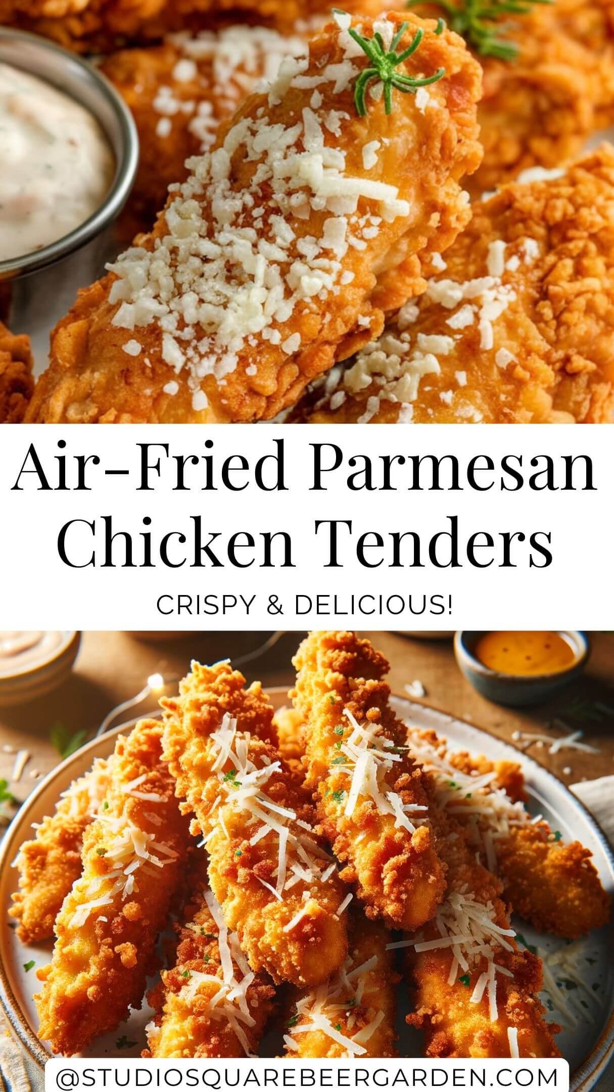 Crispy and cheesy, these Air-Fried Parmesan Chicken Tenders recipe is the perfect healthy comfort food! Made with simple ingredients, this popular air fryer recipe is ideal for dinner or snacks. Try this twist on Parmesan Chicken in Air Fryer today! #AirFryerParmesanChicken #AirFryerRecipesChickenBreast #AirFryRecipes