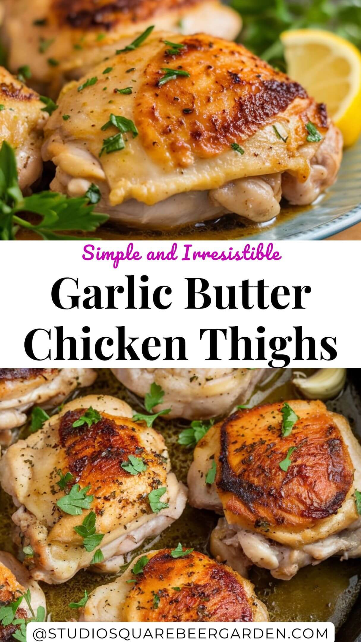 Looking for a quick and delicious dinner idea? Try this Garlic Butter Chicken Thighs Recipe! Easy to make, packed with flavor, and great for chicken in a pan lovers. Perfect for any occasion! #ChickenInAPan #HealthyQuickChickenRecipes #ButterChickenBites