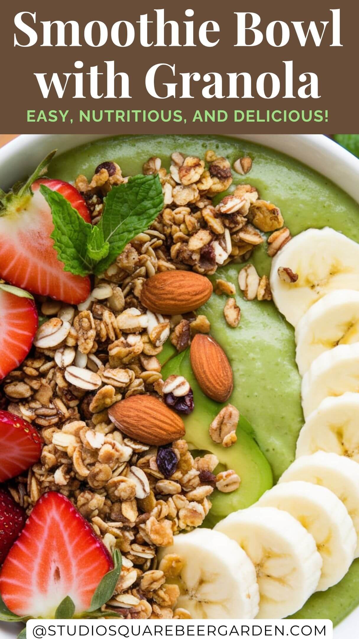 Start your day with this Healthy Smoothie Bowl with Granola Recipe! Packed with fresh fruits, creamy yogurt, and crunchy granola, it’s the perfect breakfast or snack for health-conscious foodies. Customize it with your favorite toppings for a superfood boost! #SmoothieBowl #GranolaRecipe #HealthyBreakfast