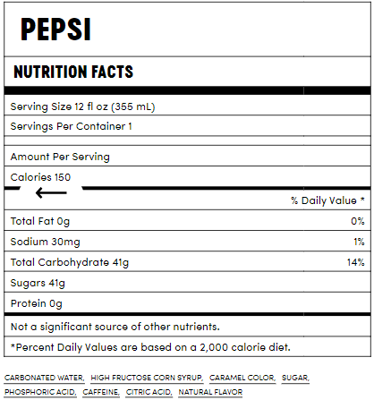 Pepsi Nutrition Facts