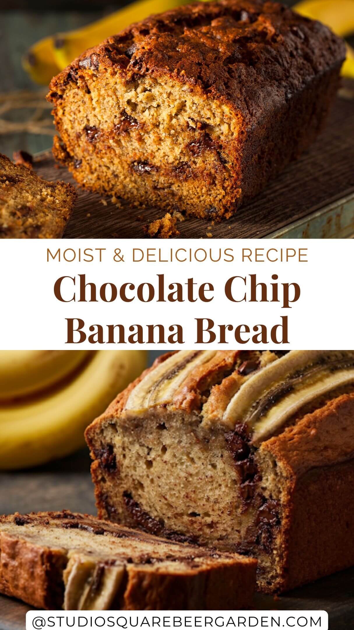 This chocolate chip banana bread is an easy recipe you’ll love! Perfectly moist and bursting with banana flavor and chocolate chips, it’s an excellent option for school treats, snacks, or breakfast. A family favorite for all ages! #ChocolateChipBanana #EasyBananaBreadRecipe #BananaBreadRecipeMoist