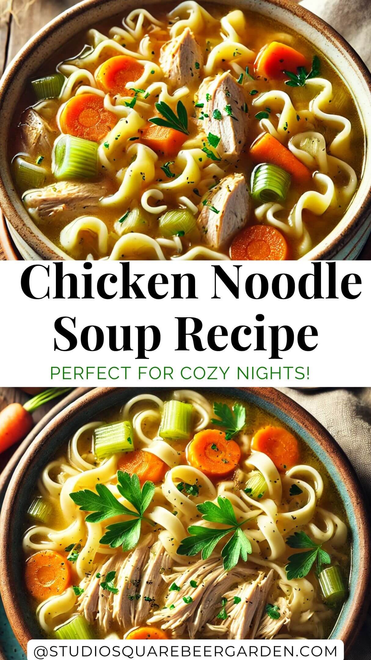 This Chicken Noodle Soup Recipe is a must-try! Made with fresh, wholesome ingredients, it’s the perfect blend of hearty and healthy. Great for soup season or anytime you need a warm, satisfying meal! #NoodleSoupRecipes #ChickenNoodleSoupHomemade #ComfortFood