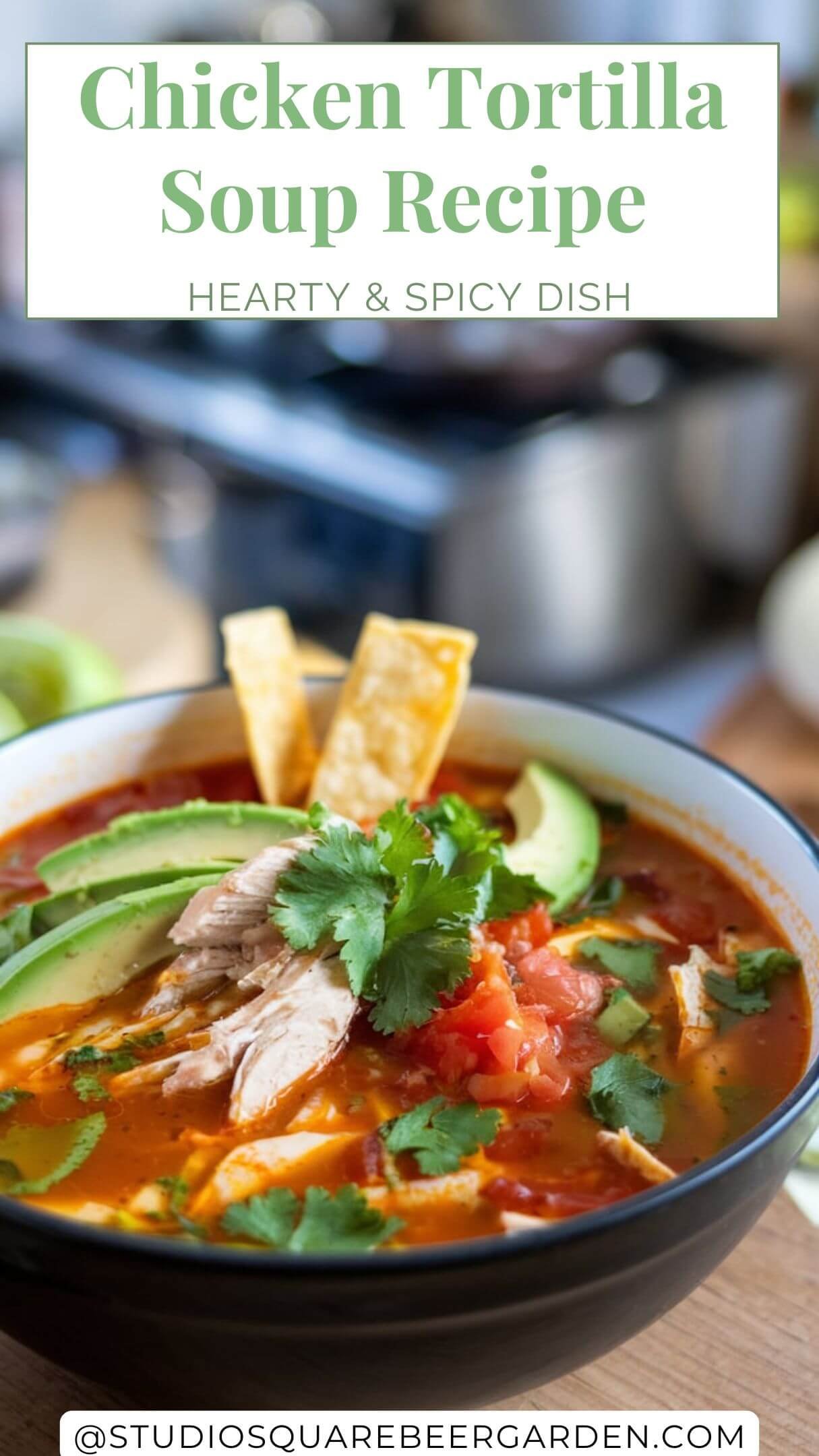 This easy chicken tortilla soup recipe is packed with bold Mexican-inspired flavors! Loaded with shredded chicken, beans, corn, and spices, it’s a hearty and comforting meal. Perfect for weeknight dinners or meal prep. #ChickenTortillaSoup #ComfortFood #EasySoupRecipes