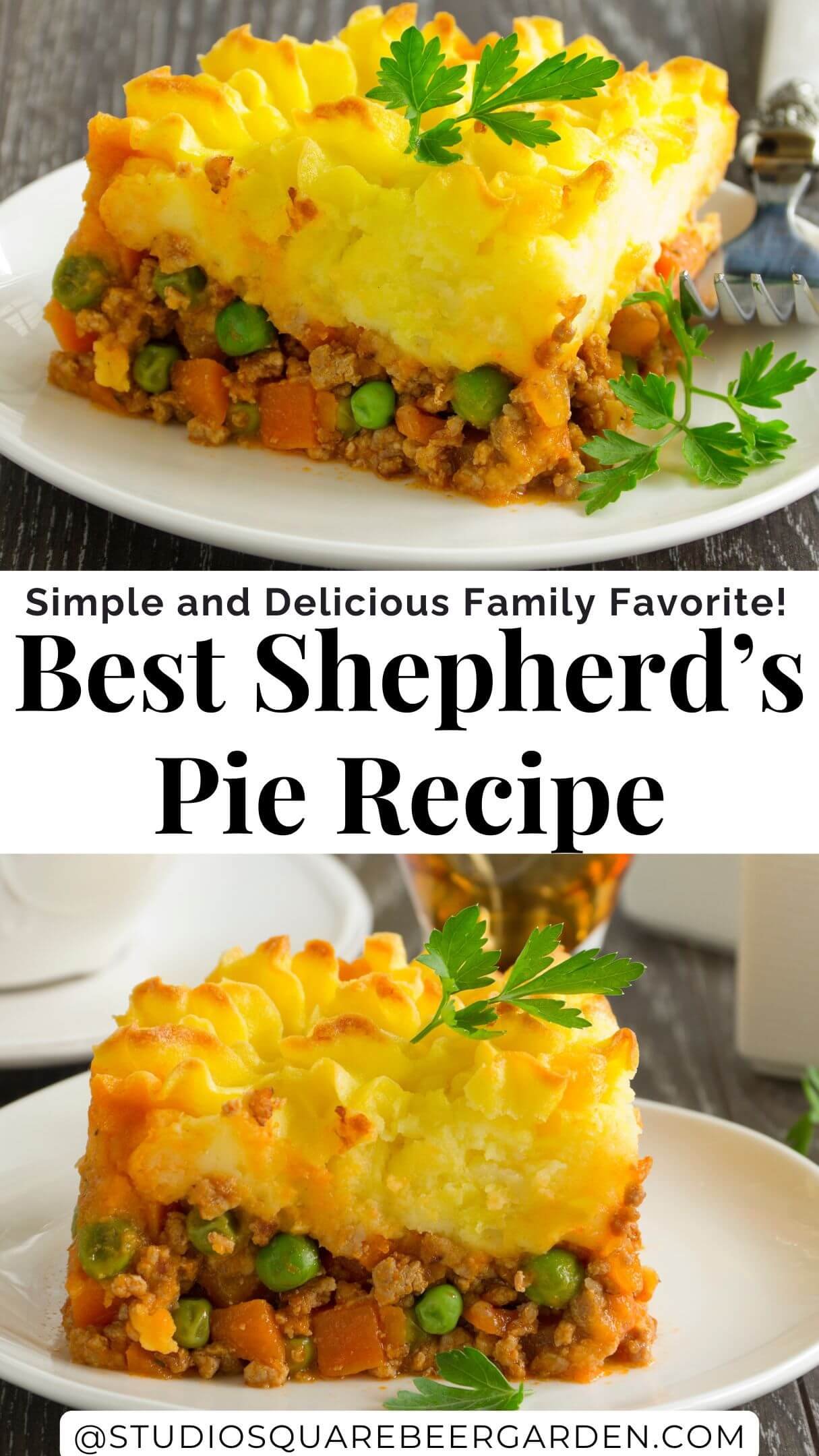 Savor the comforting flavors of this Shepherd’s Pie Recipe! A classic dish with a savory meat filling and creamy potato topping that’s great for weeknights or holidays. #TheBestShepardsPie #ShepherdsPieRecipe #ShepherdsPotPieRecipe