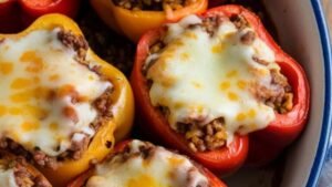 Cheesy Beef Stuffed Peppers Recipe