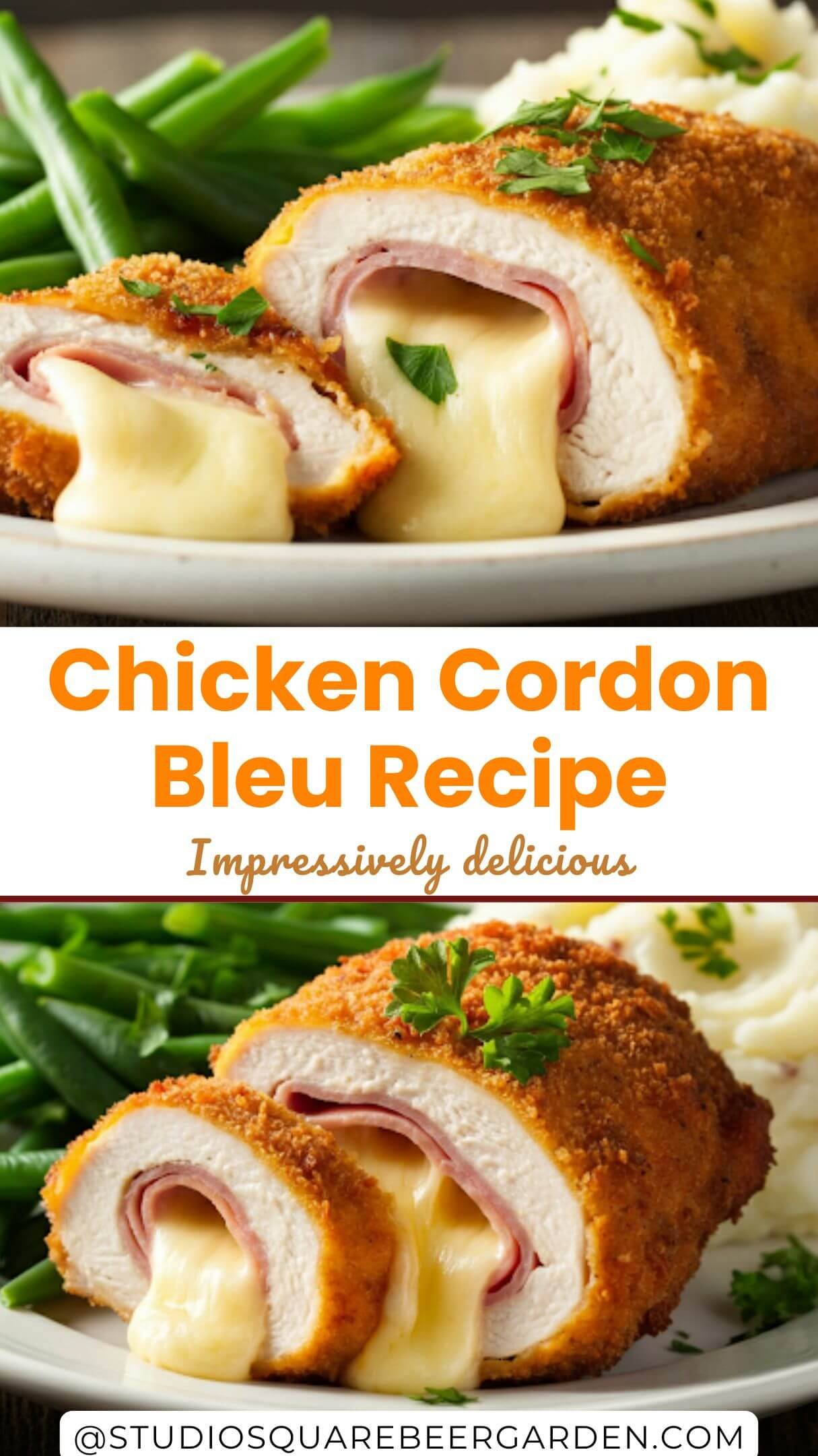 Crispy golden breading, juicy chicken, smoky ham, and melty cheese come together perfectly. Pair it with a rich Chicken Cordon Bleu Sauce for an indulgent dinner. Easy to bake and impressively delicious!