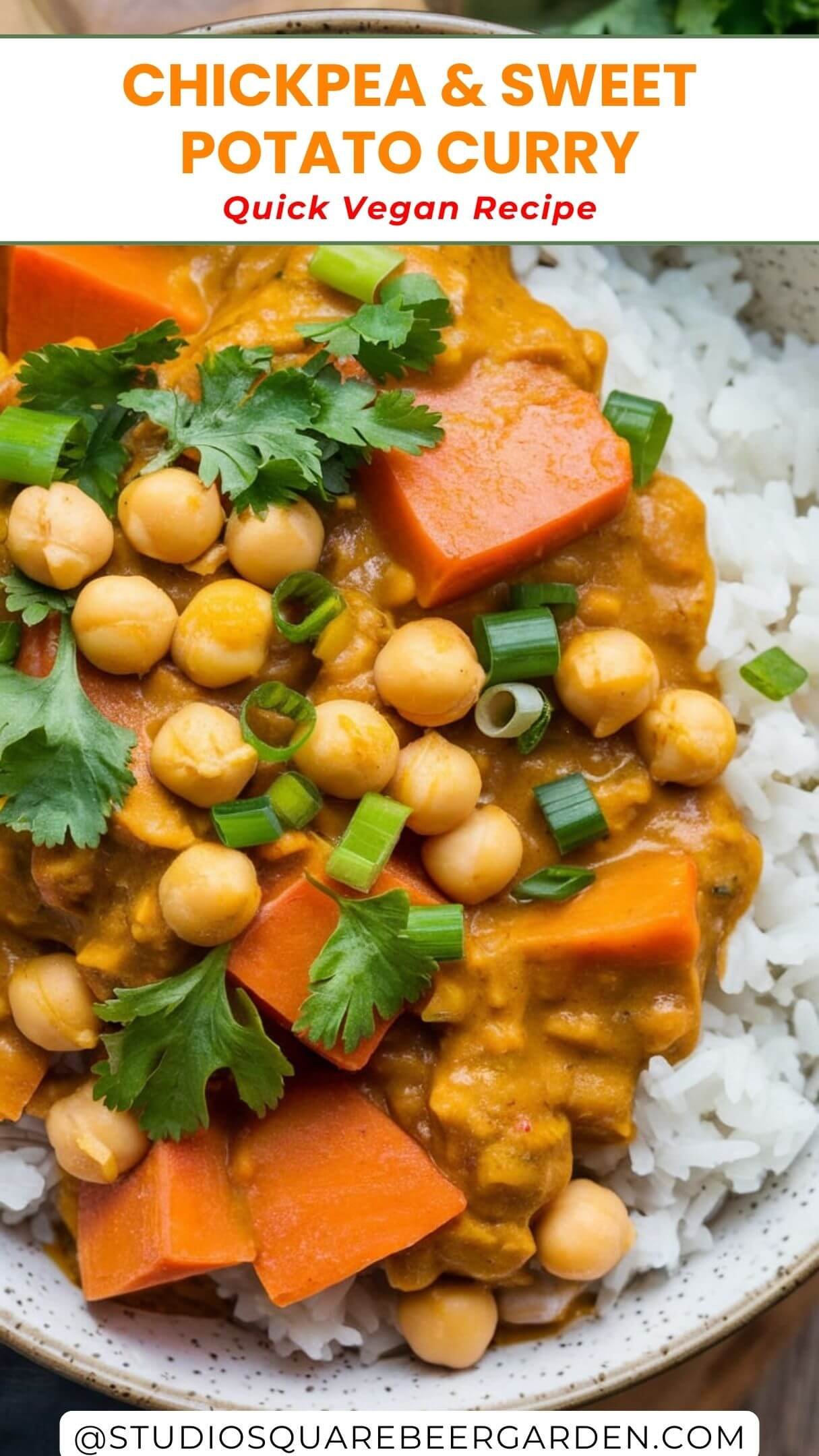 This Creamy Chickpea and Sweet Potato Curry is the ultimate vegan comfort food! With bold spices, tender veggies, and a luscious coconut milk sauce, this recipe is a delicious and healthy dinner option.