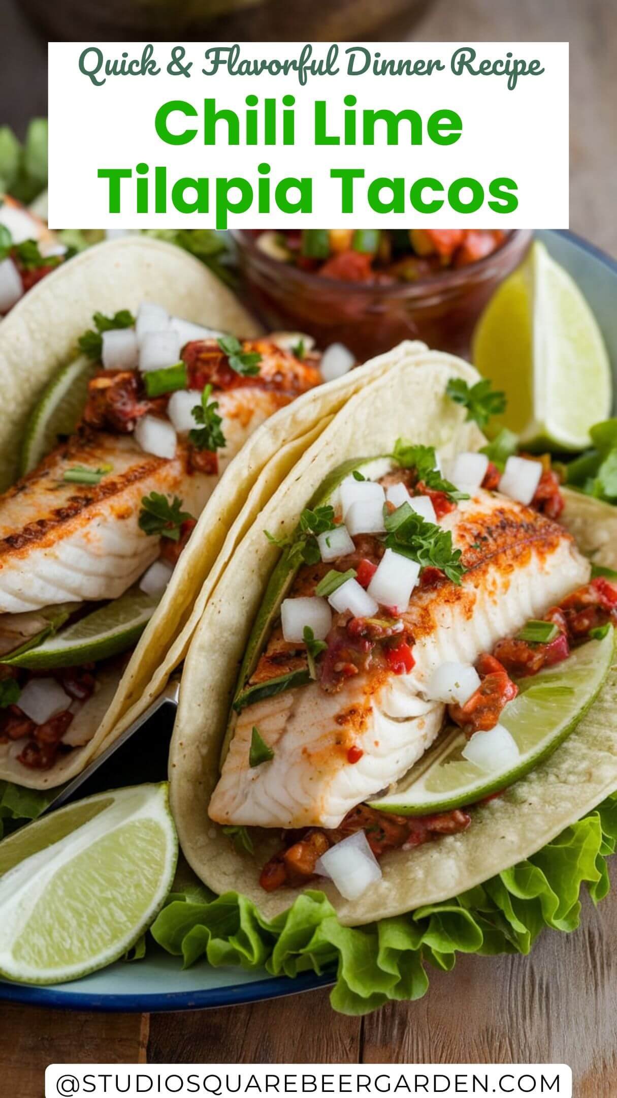 These chili lime tilapia tacos are bursting with flavor! Ready in under 30 minutes, this recipe is perfect for a quick and healthy weeknight meal. #ChiliLimeTilapia #TacoRecipe #QuickDinnerIdeas