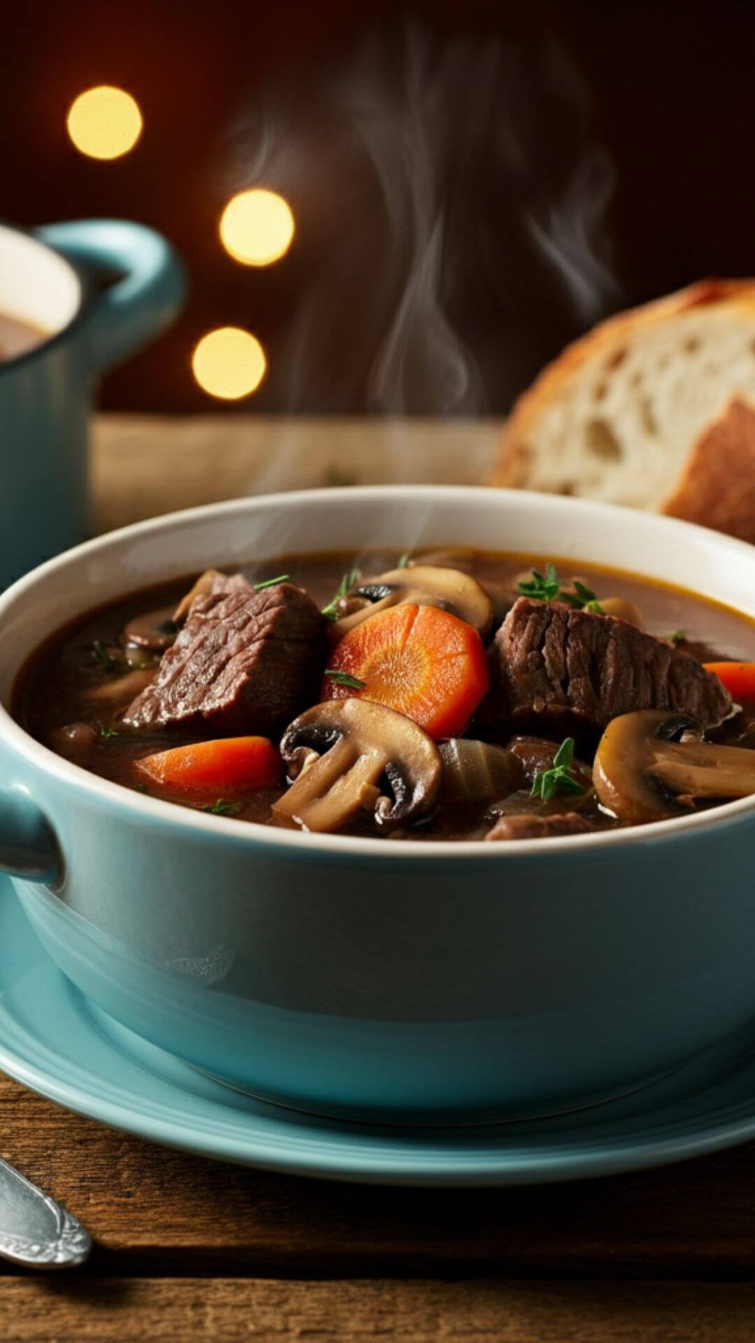 This recipe takes the comforting flavors of the traditional Beef Bourguignon and turns it into a cozy, hearty soup that’s perfect for chilly nights. The red wine adds depth, while the mushrooms and tender beef create a rich, satisfying dish.