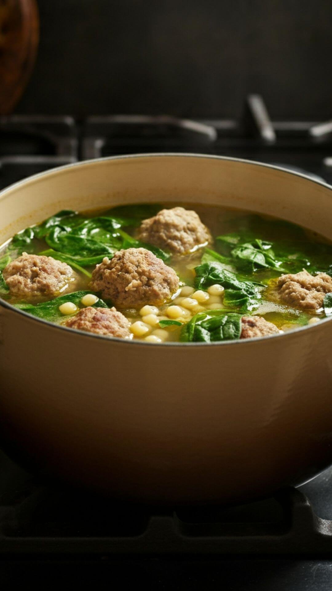 This hearty and comforting soup is packed with flavor, combining tender beef meatballs, fresh vegetables, and a light, savory broth. It’s a perfect balance of wholesome ingredients and cozy Italian flavors that will delight your taste buds.