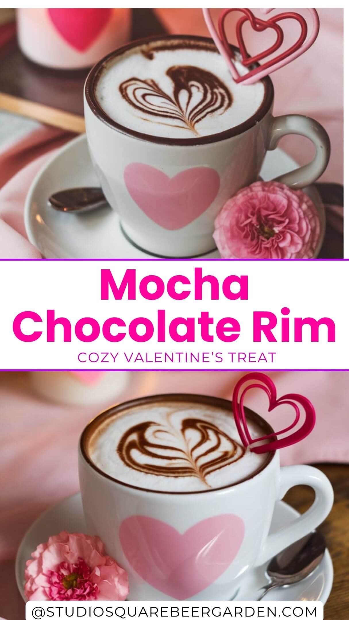 This chocolate-rimmed mocha is the perfect Valentine’s Day coffee treat! Rich espresso, creamy milk, and a sweet chocolate edge make it irresistible. #MochaWithChocolateRim #ValentinesDayRecipes #CoffeeLovers