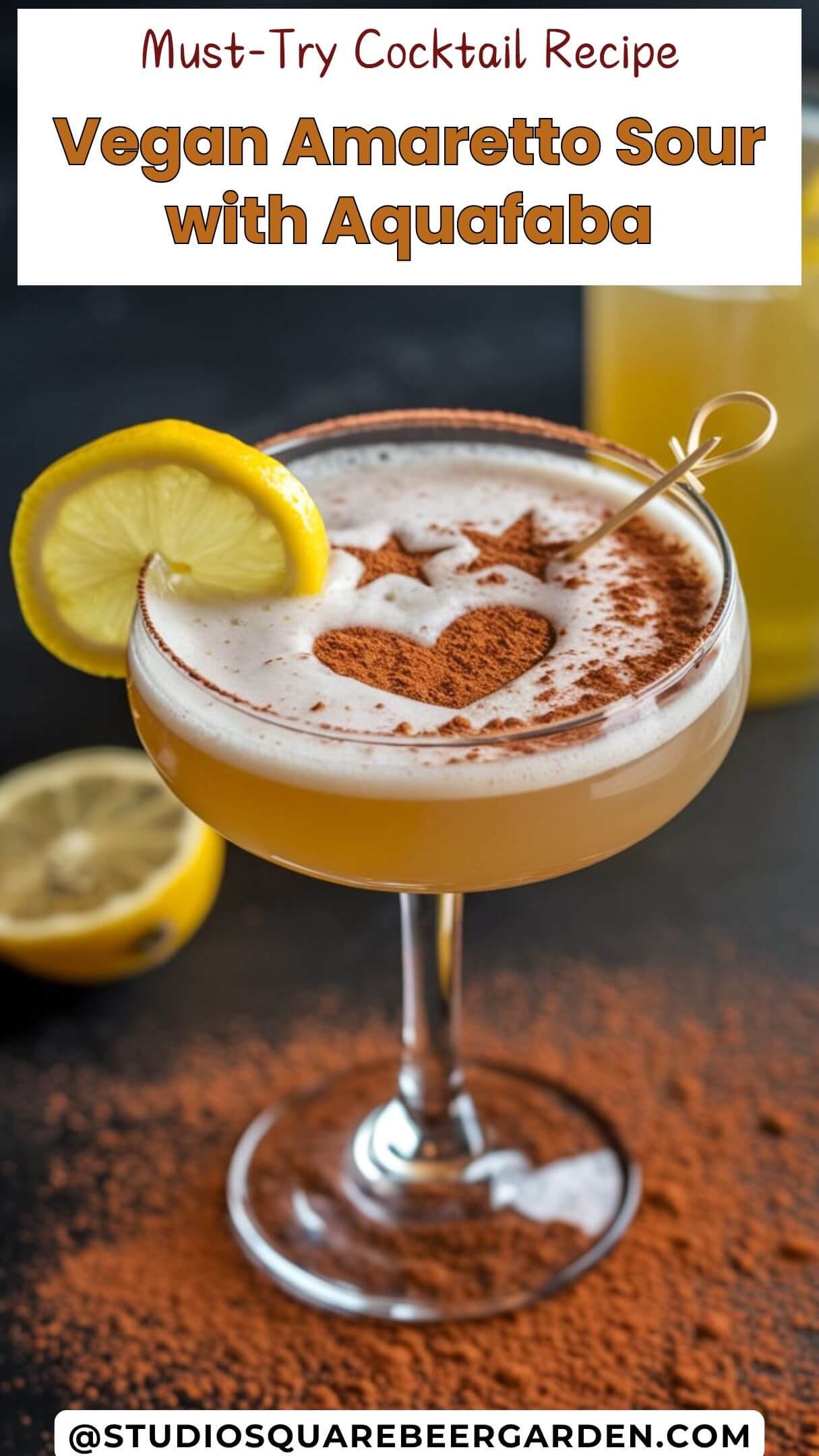 This vegan amaretto sour is a game-changer! Replace traditional egg whites with aquafaba for a frothy, creamy texture that pairs perfectly with the sweet almond flavors of amaretto. #VeganDrinks #AmarettoSourRecipe #AquafabaCocktailIdeas