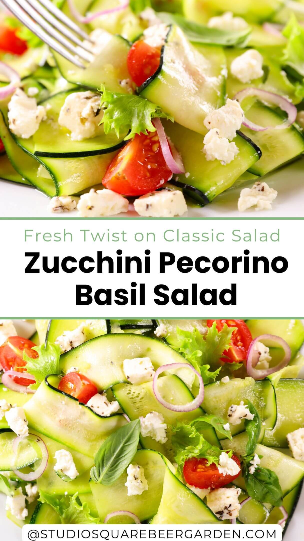 The crisp zucchini pairs beautifully with the sharpness of Pecorino and the aromatic essence of basil, making it a perfect choice for a nutritious and delicious meal.