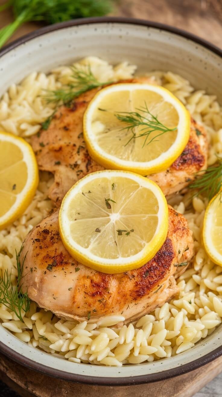 This Greek Lemon Chicken and Orzo is a quick and tasty meal perfect for busy weeknights. The tender chicken pairs beautifully with the zesty lemon and fluffy orzo, making it a family favorite. With just one pot to clean, dinner has never been easier!