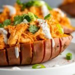 Buffalo Chicken Stuffed Sweet Potatoes