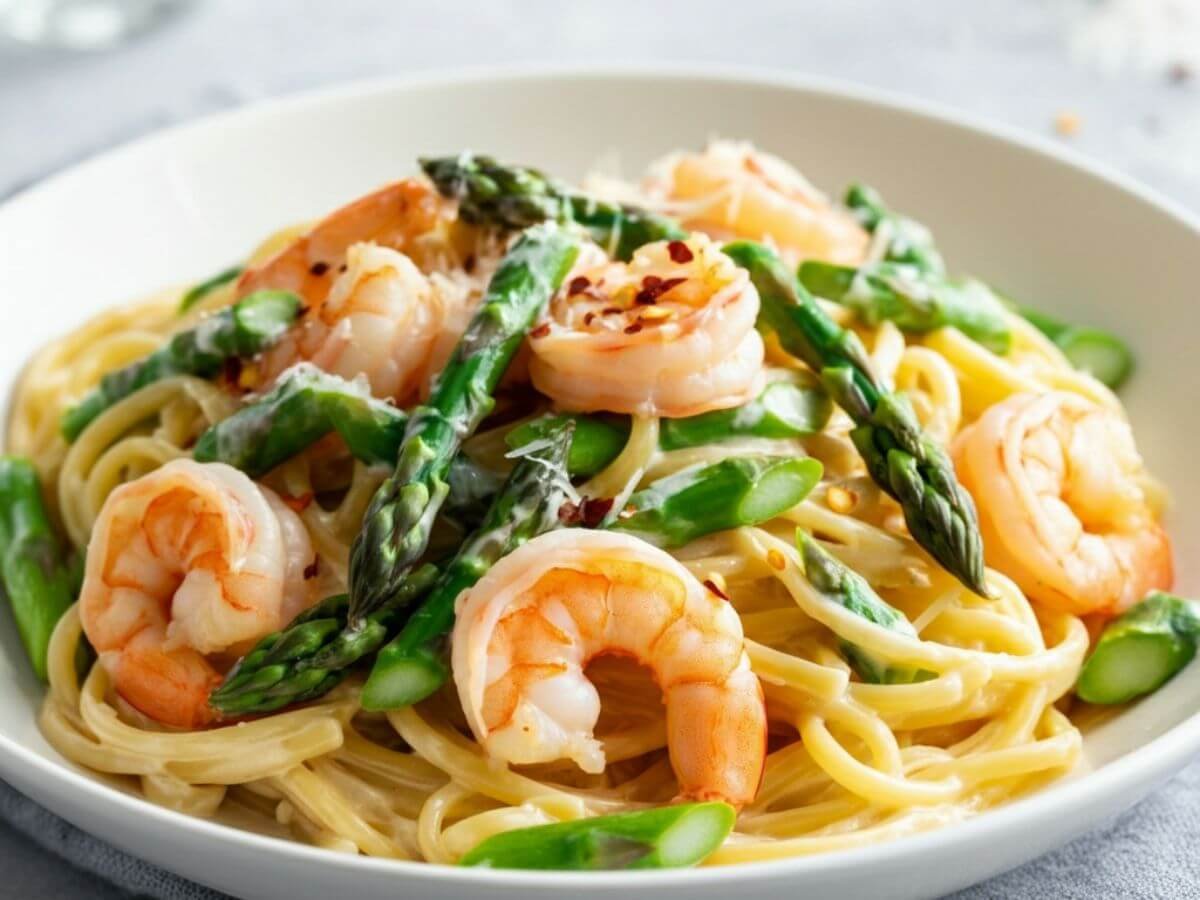 Creamy Shrimp and Asparagus Pasta Recipe