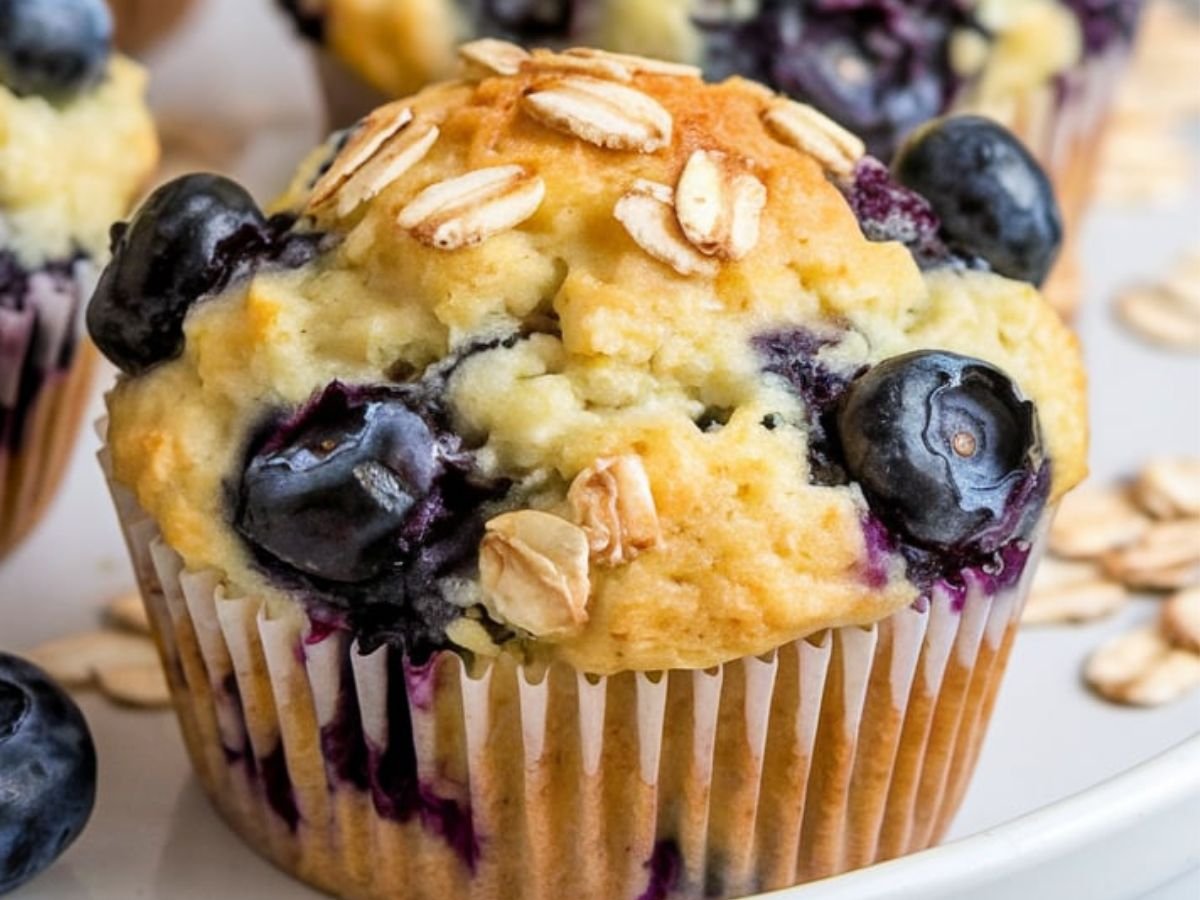 Lemon Blueberry Oatmeal Muffins Recipe