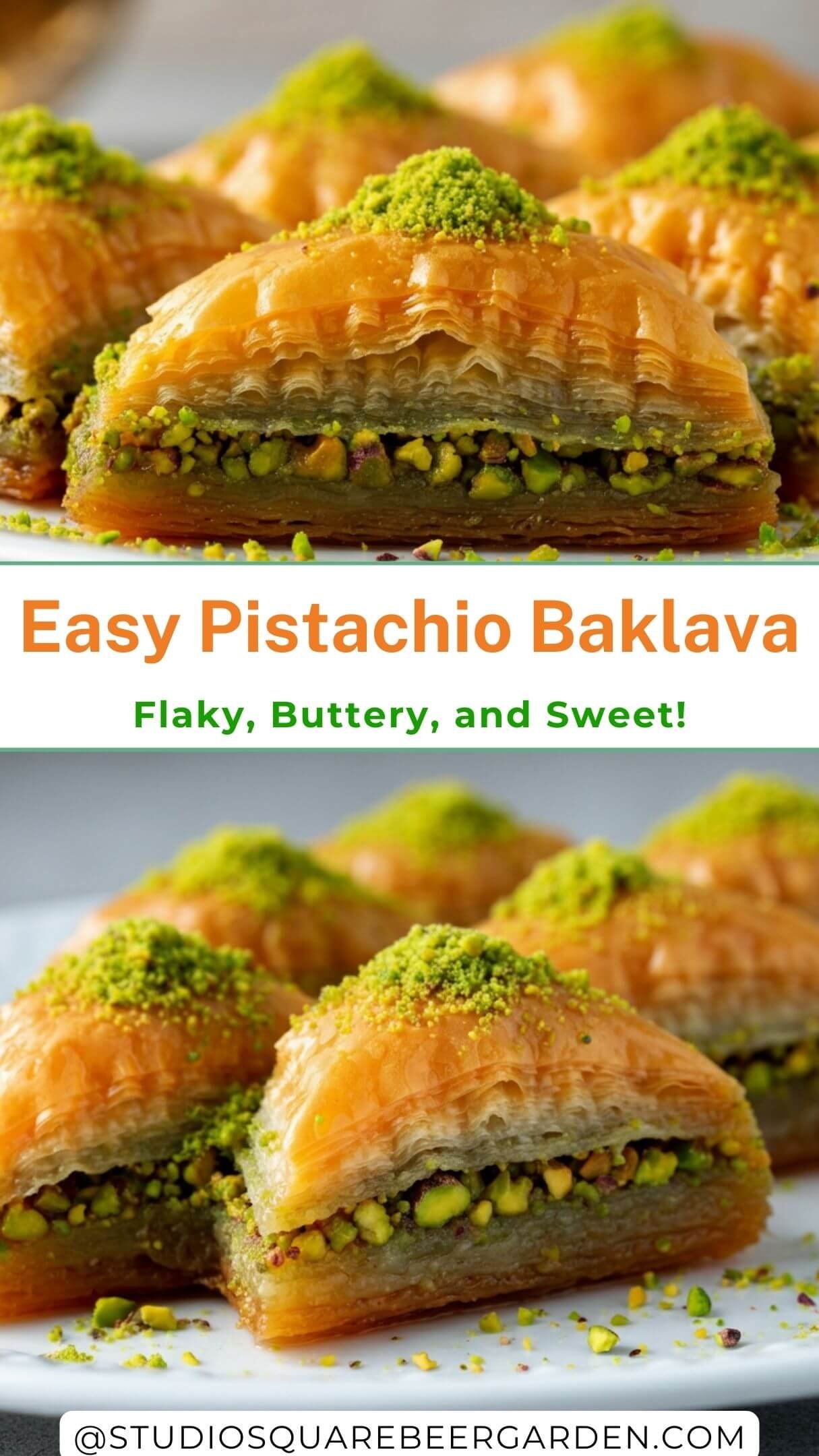 Craving a rich and nutty Pistachio Baklava? This easy homemade baklava recipe features golden crispy layers of phyllo dough, honey syrup, and toasted pistachios for the perfect balance of sweetness and crunch. Perfect for holiday desserts, special occasions, or just a sweet treat!