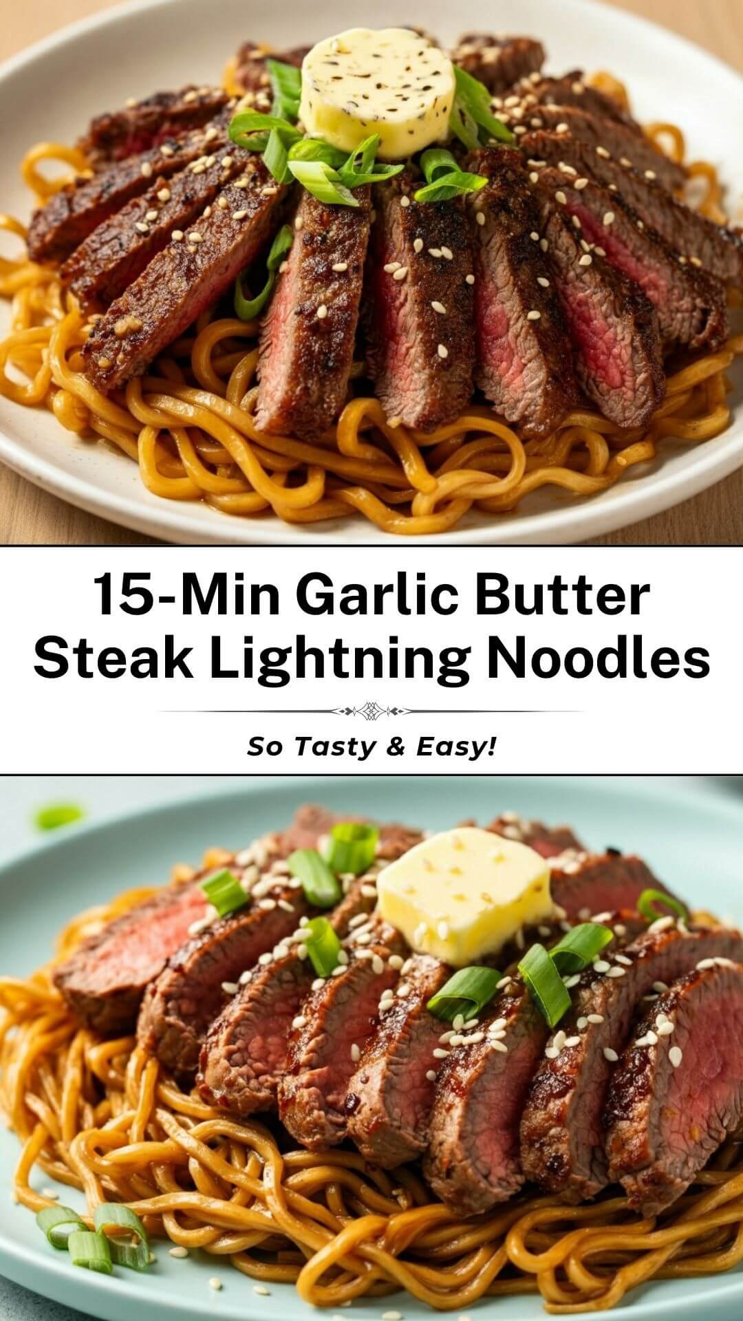 These Garlic Butter Steak Lightning Noodles are packed with bold flavors, featuring tender steak, garlicky butter sauce, and savory noodles. A one-pan dinner that's quick, easy, and absolutely delicious. Perfect for a weeknight meal! 