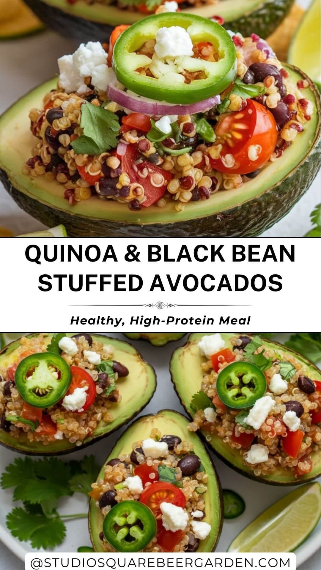  These Quinoa & Black Bean Stuffed Avocados are packed with plant-based protein, fiber, and flavor! Perfect for vegetarians, vegans, and clean eating enthusiasts, this recipe is ideal for meal prep, weight loss, and gut health. Try this quick and easy avocado recipe today!