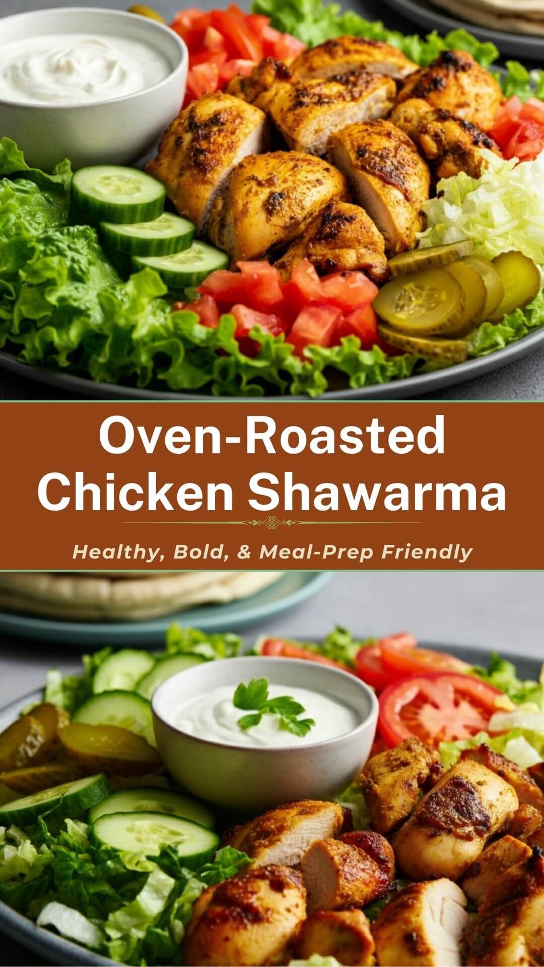 Make your own shawarma bowls at home with this oven-roasted chicken recipe! Great for healthy lunch ideas, macro-friendly meals, and high-protein recipes. Add hummus, veggies, and rice for a full, balanced meal.