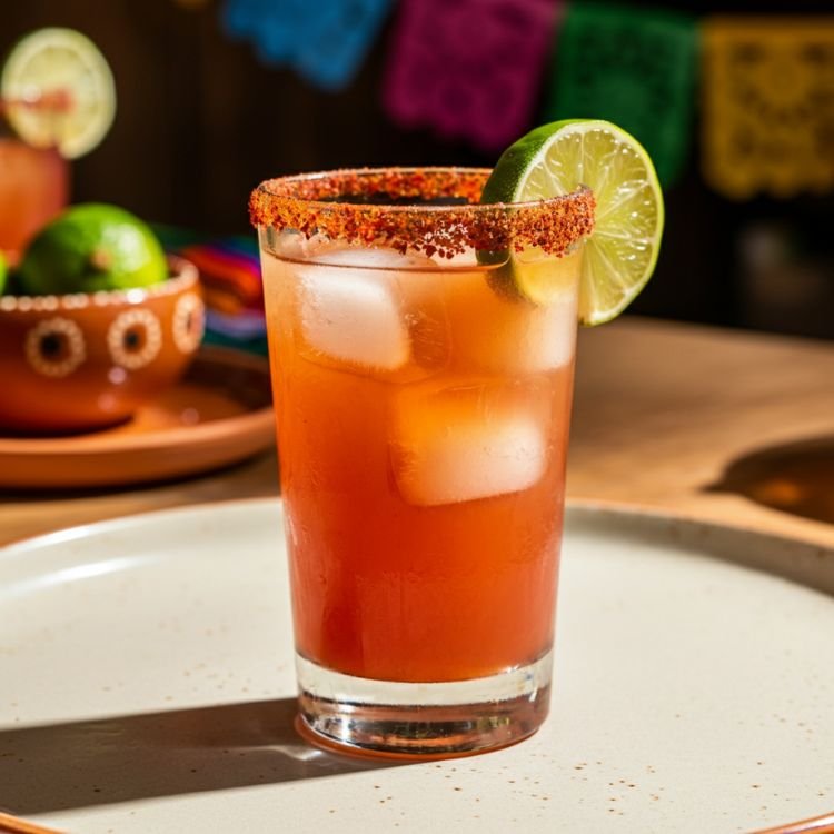 Spicy Michelada with Tajín Rim