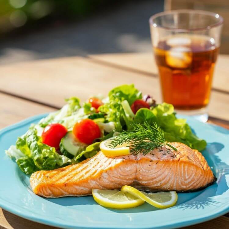 Grilled Salmon with Lemon-Dill Sauce