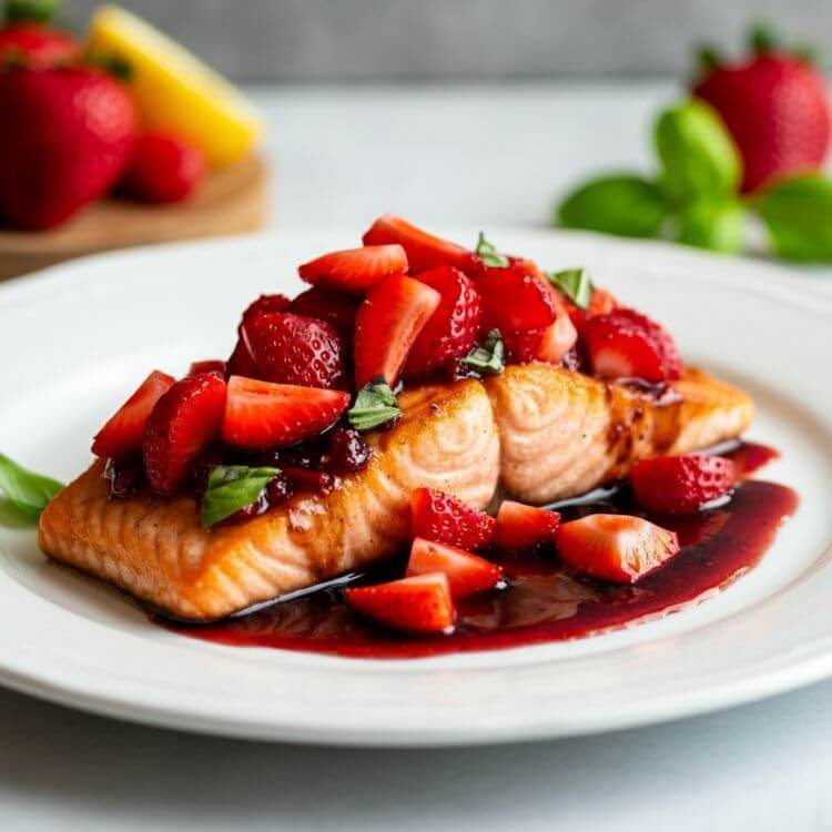 Pan-Seared Salmon with Strawberry-Balsamic Glaze