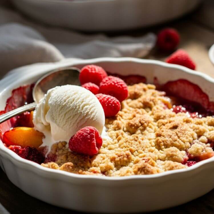 Peach and Raspberry Crumble