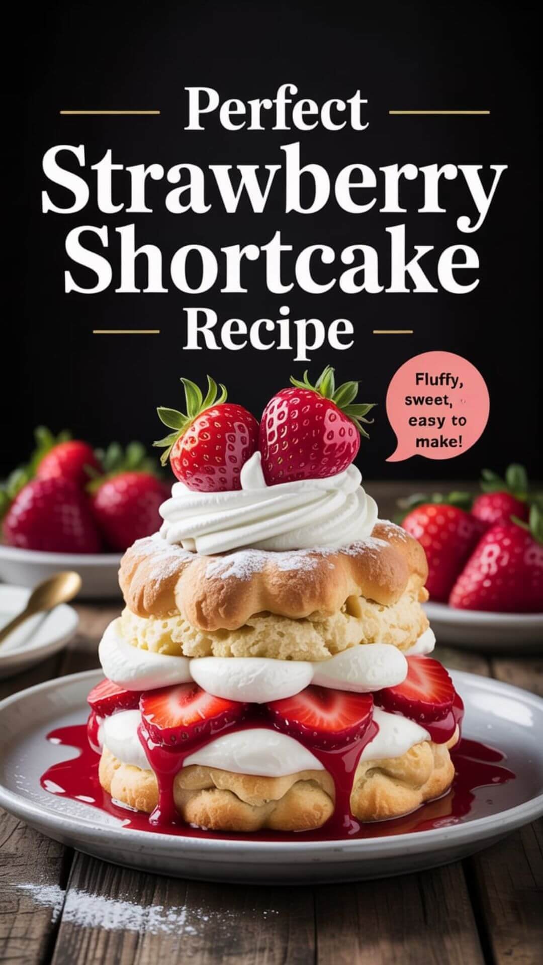 This strawberry shortcake is made with fresh strawberries and homemade biscuits for a truly classic taste. Perfect for BBQs, family gatherings, or just a sweet treat on a warm day!