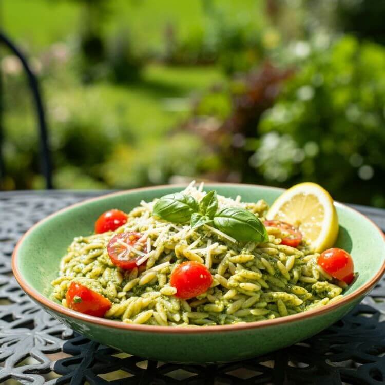 Pesto Orzo Salad with Cherry Tomatoes