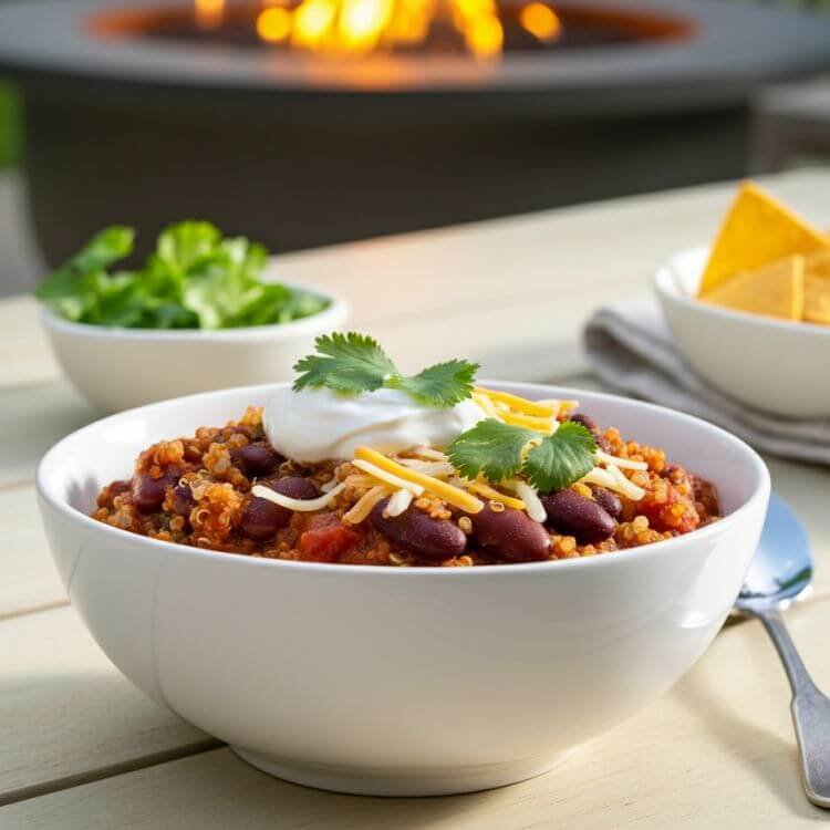 Quinoa Chili with Toppings