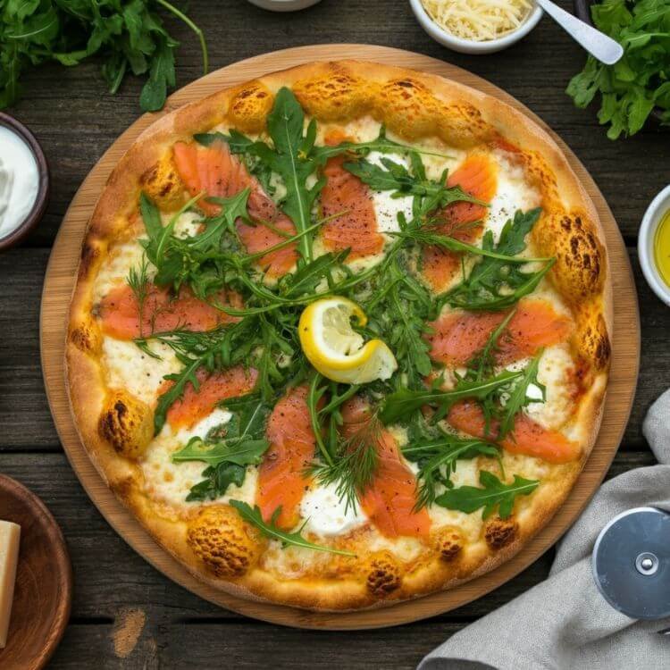 Smoked Salmon Pizza with Arugula