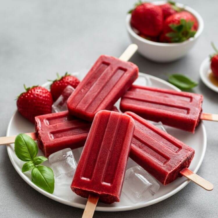 Strawberry Basil Popsicles