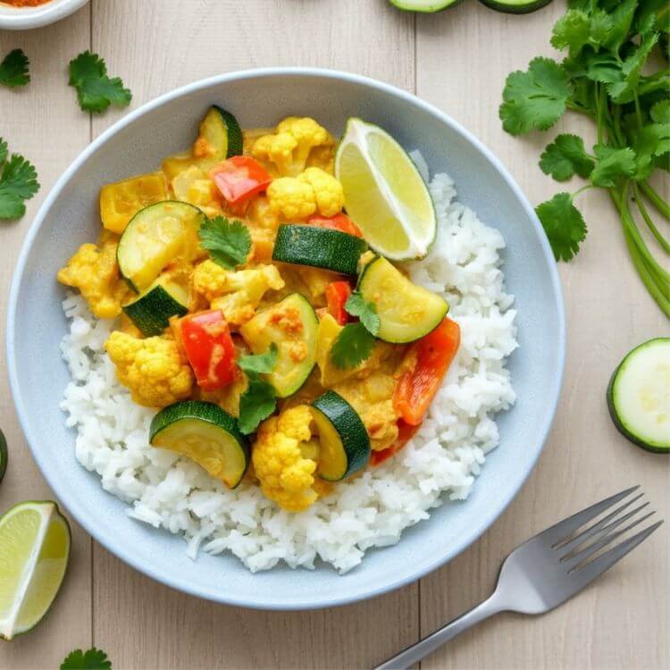 Summer Vegetable Curry with Coconut Rice