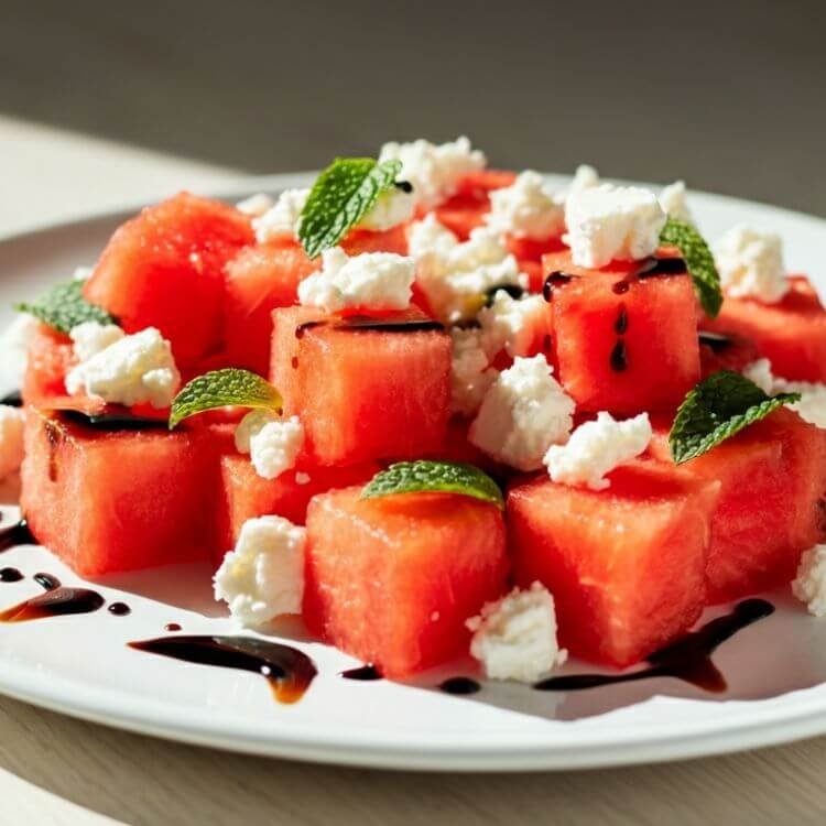 Watermelon and Feta Salad with Mint Dressing
