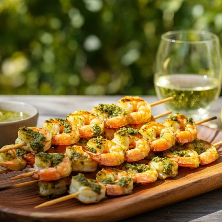 Pesto Grilled Shrimp Skewers