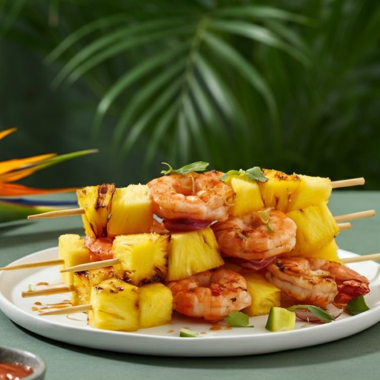 Pineapple Grilled Shrimp Skewers 