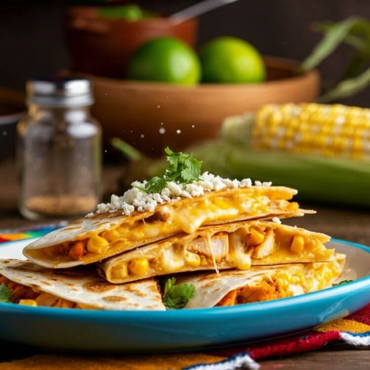 Street Corn Chicken Quesadillas 