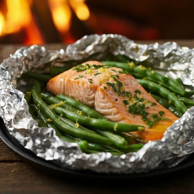 Garlic Butter Salmon and Green Beans