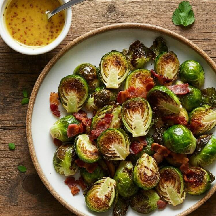 Grilled Brussels Sprouts with Bacon Vinaigrette