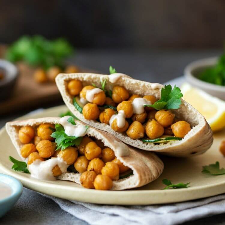Grilled Chickpea Salad Stuffed Pita Pockets