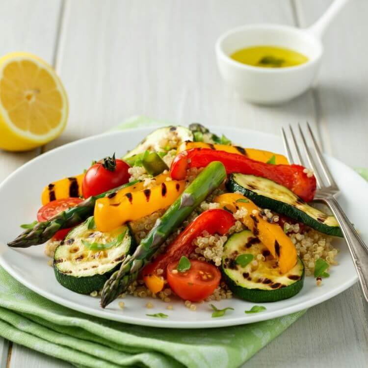 Grilled Veggie and Quinoa Salad with Lemon Vinaigrette
