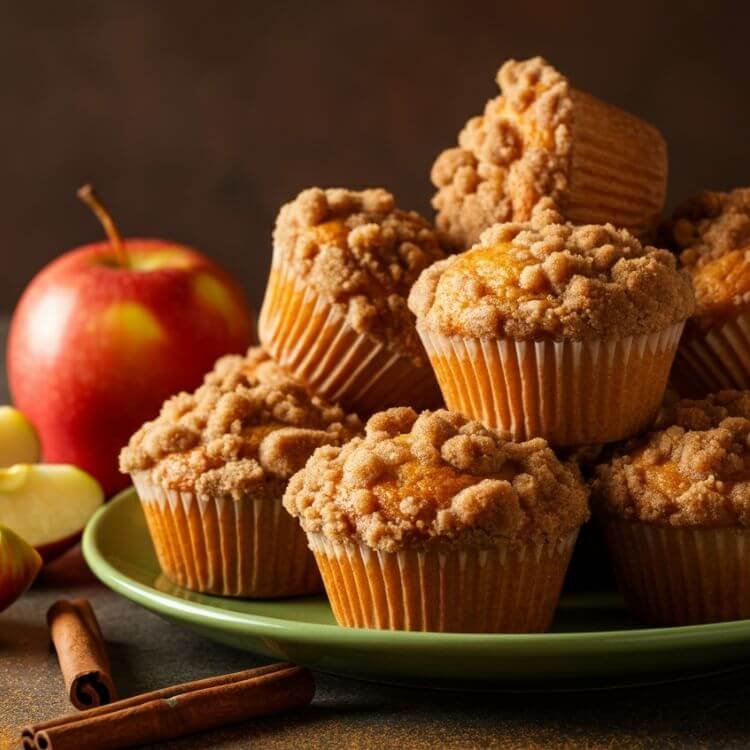 Spiced Apple Cinnamon Crumb Top Muffins