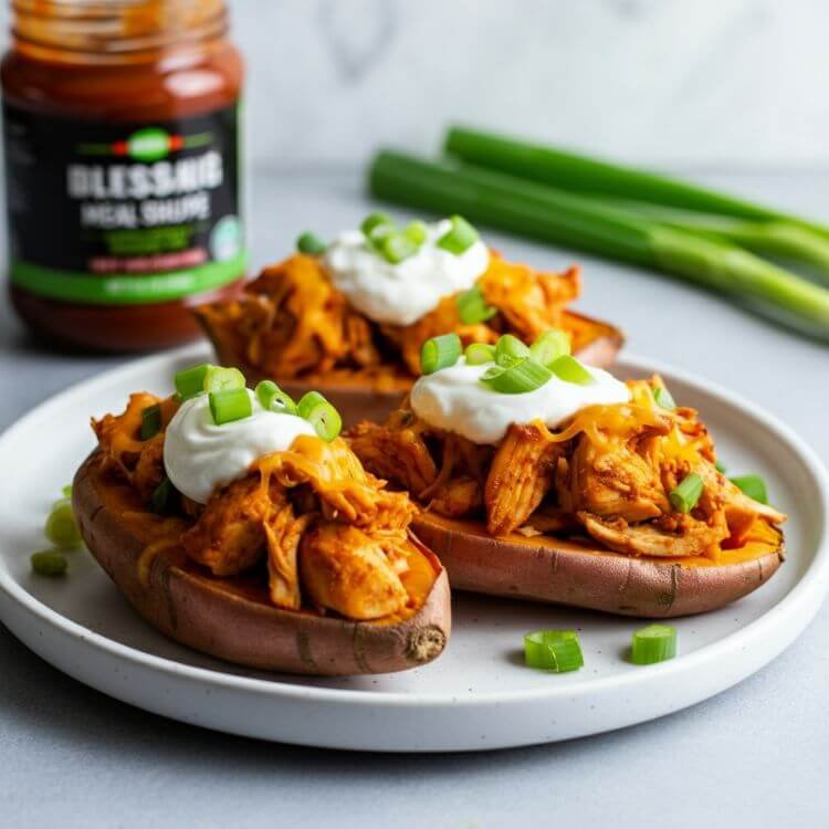 BBQ Chicken Stuffed Sweet Potatoes