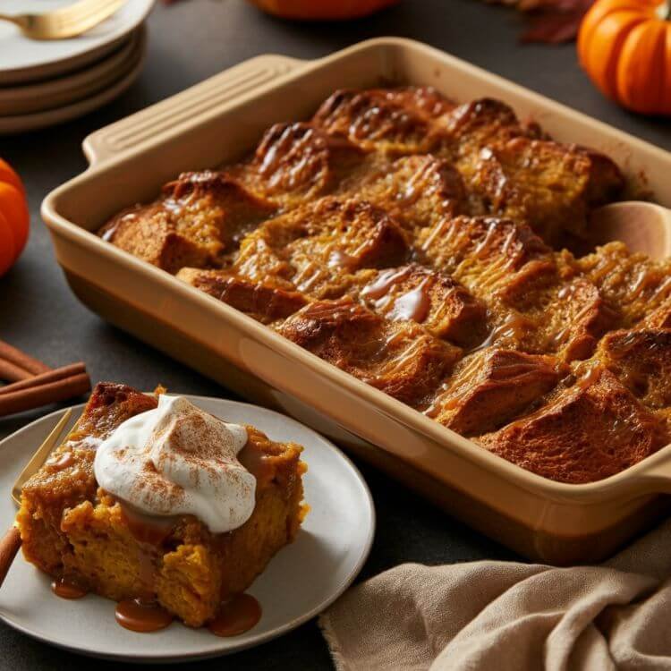 Caramel Pumpkin Bread Pudding