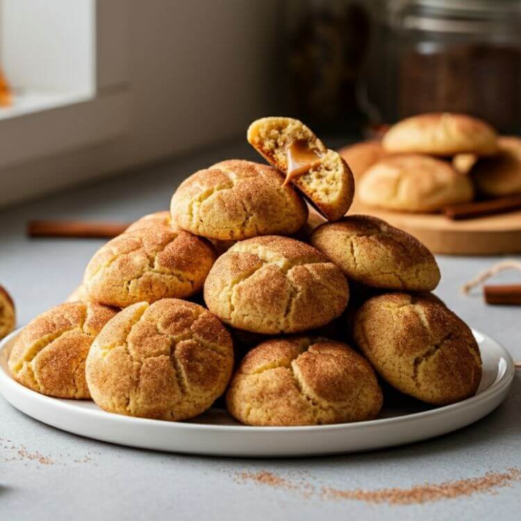 Caramel Stuffed Snickerdoodles