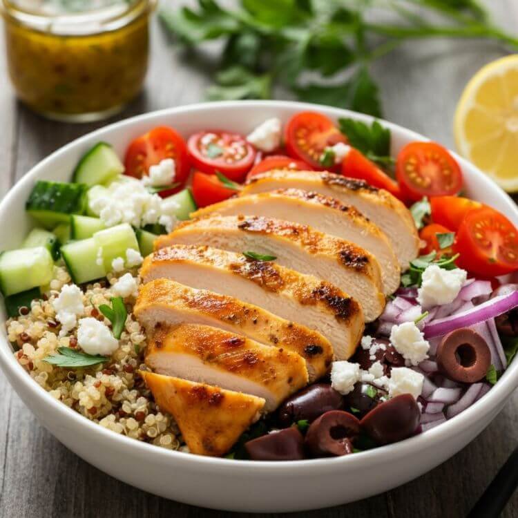 Mediterranean Chicken and Quinoa Bowls
