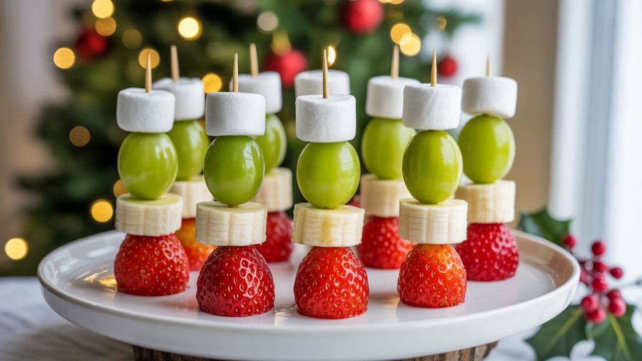 Grinch Fruit Kabobs