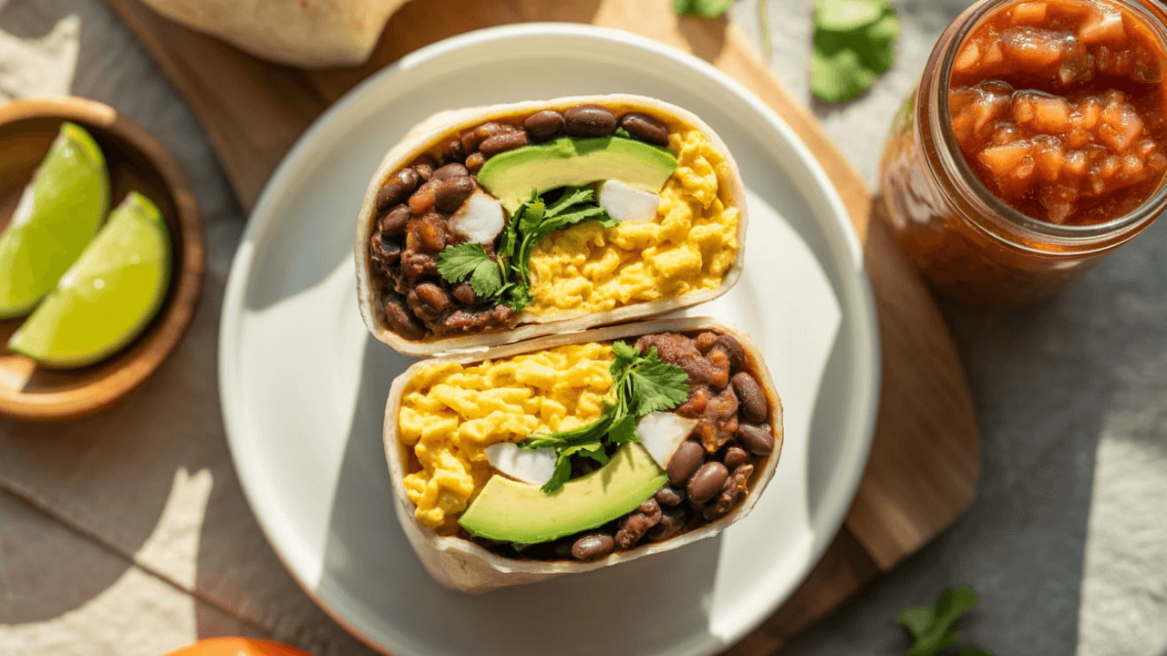 Vegetarian Black Bean and Avocado Burrito